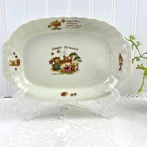Vintage 1986 A&A Happy Friend  Bunny Serving Dish Easter Decorative Porcelain